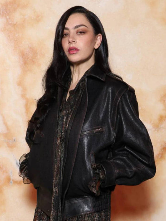 Paris Fashion Week 2025 Charli XCX Leather Jacket