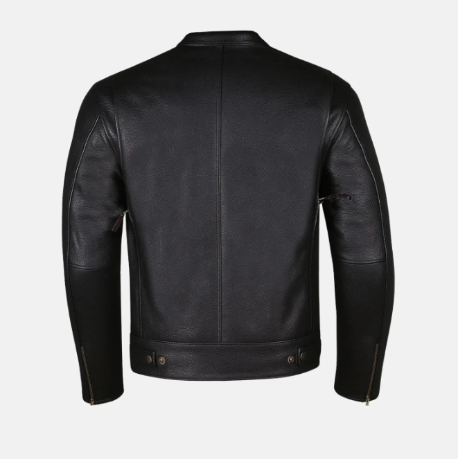 Phantom Streetwear Leather Biker Jacket with Utility Pockets