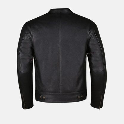 Phantom Streetwear Leather Biker Jacket with Utility Pockets