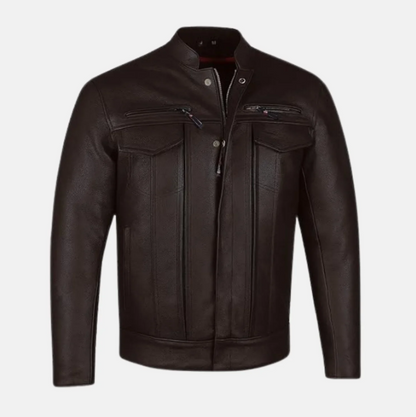 Phantom Streetwear Leather Biker Jacket with Utility Pockets
