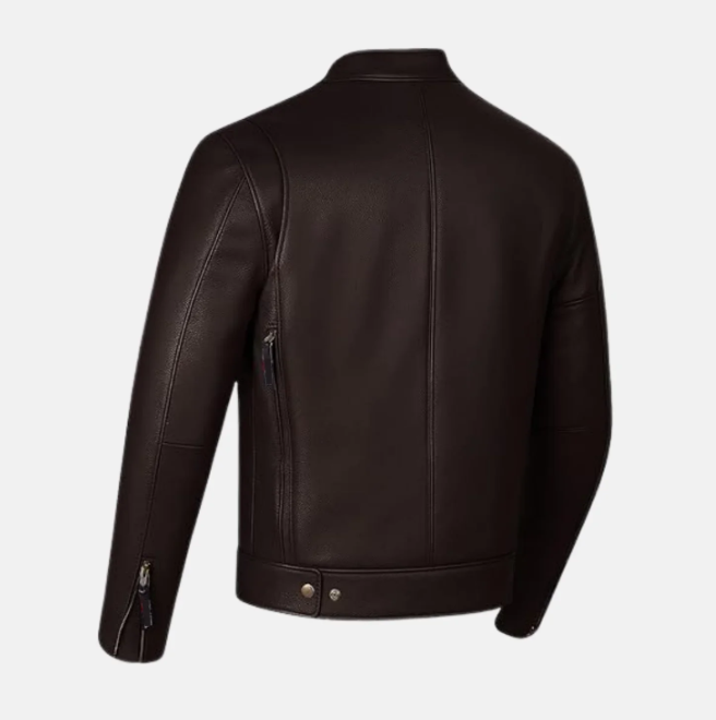 Phantom Streetwear Leather Biker Jacket with Utility Pockets