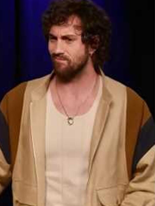 Press Junket 2025 Aaron Taylor-Johnson Bomber Jacket