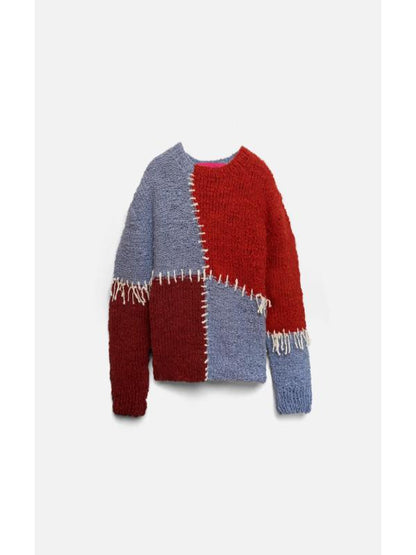 Press Junket 2025 Alexander Skarsgard Patchwork Sweater