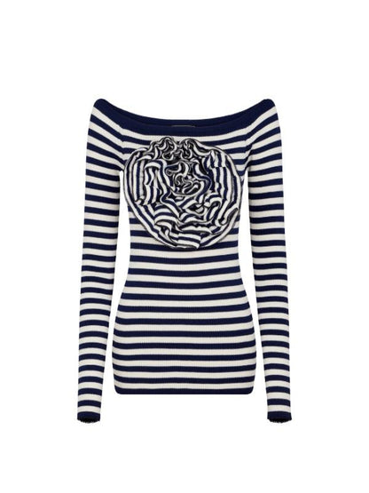 Press Junket 2025 Julia Louis-Dreyfus Striped Floral Sweater