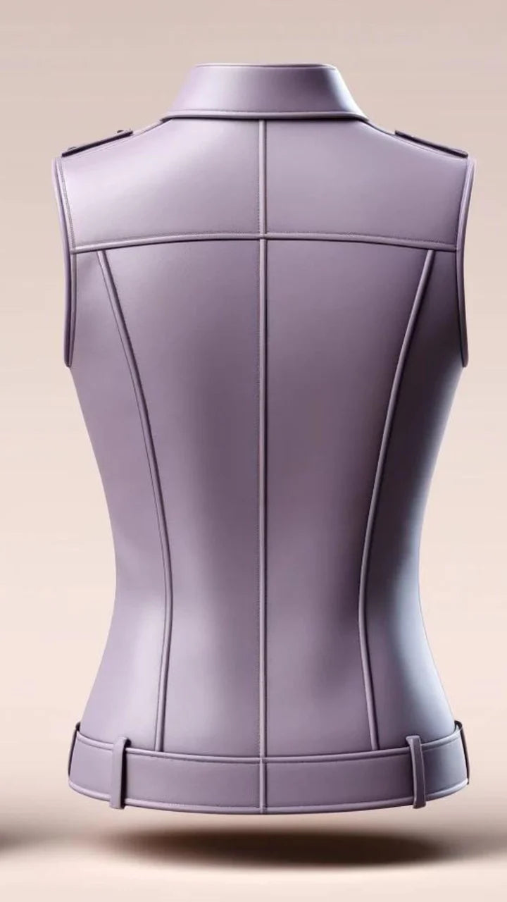 Purple leather vest on a beige background
