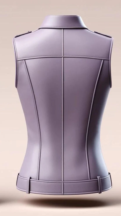 Purple leather vest on a beige background