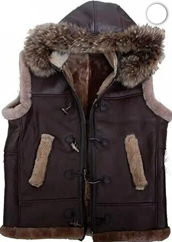RAF B3 Brown Leather Fur Vest