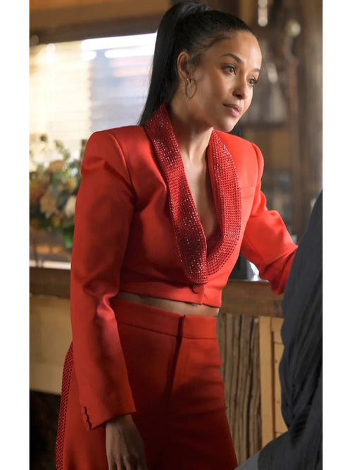 Ransom Canyon 2025 Meta Golding Red Embellished Blazer