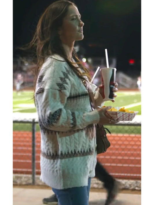 Ransom Canyon 2025 Minka Kelly White Fair Isle Knit Cardigan