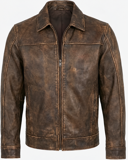 Mens Leather Jacket - Real Lambskin Classic Vintage Style