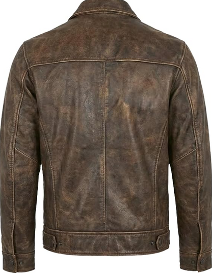 Mens Leather Jacket - Real Lambskin Classic Vintage Style