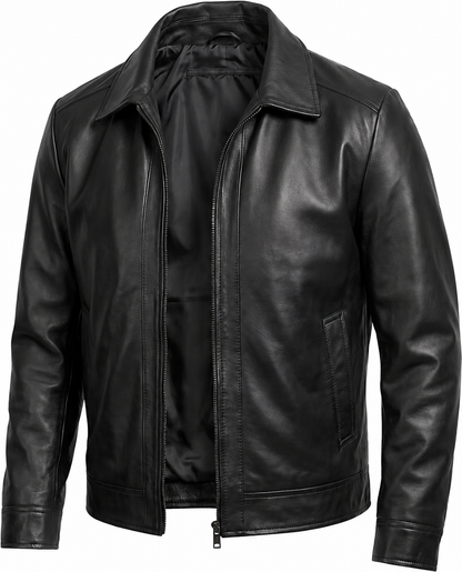 Mens Leather Jacket - Real Lambskin Classic Vintage Style