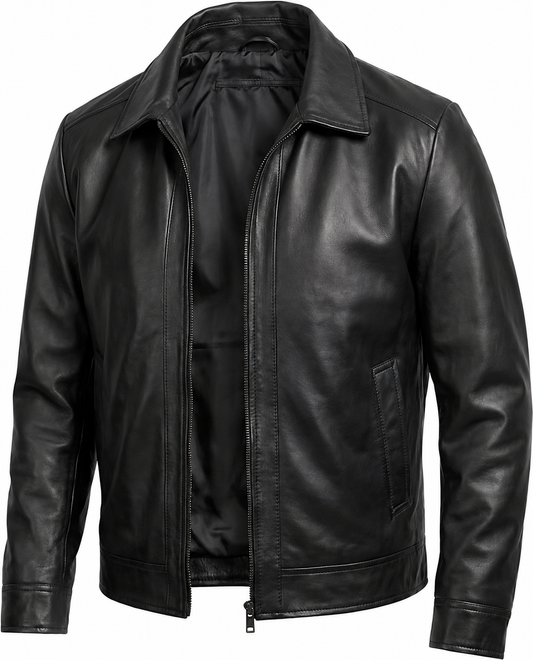 Mens Leather Jacket - Real Lambskin Classic Vintage Style