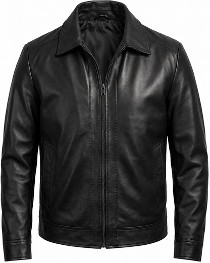 Mens Leather Jacket - Real Lambskin Classic Vintage Style