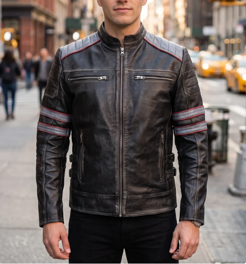 Retro Black Stylish Leather Jacket For Men