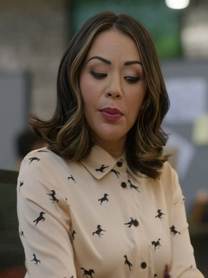 Return to Office 2025 Janel Parrish Printed Blouse