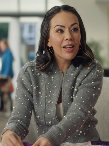 Return to Office 2025 Janel Parrish Grey Wool Cardigan