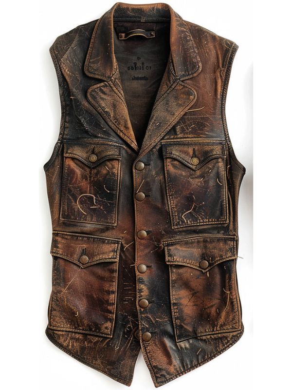 Riggs Vintage Brown Leather Vest