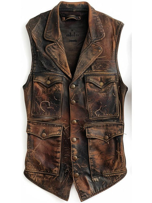 Riggs Vintage Brown Leather Vest