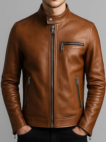 Riley Leather Brown Jacket - Men Leather Jacket Brown