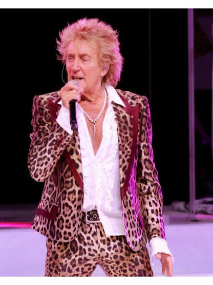 Rod Stewart One Last Time Tour 2025 Leopard Printed Blazer
