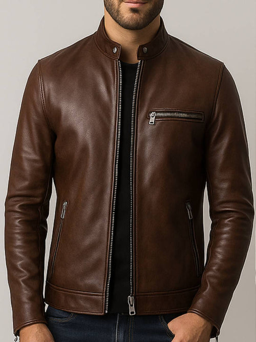 Ronnie Leather Brown Jacket - Men Leather Jacket Brown