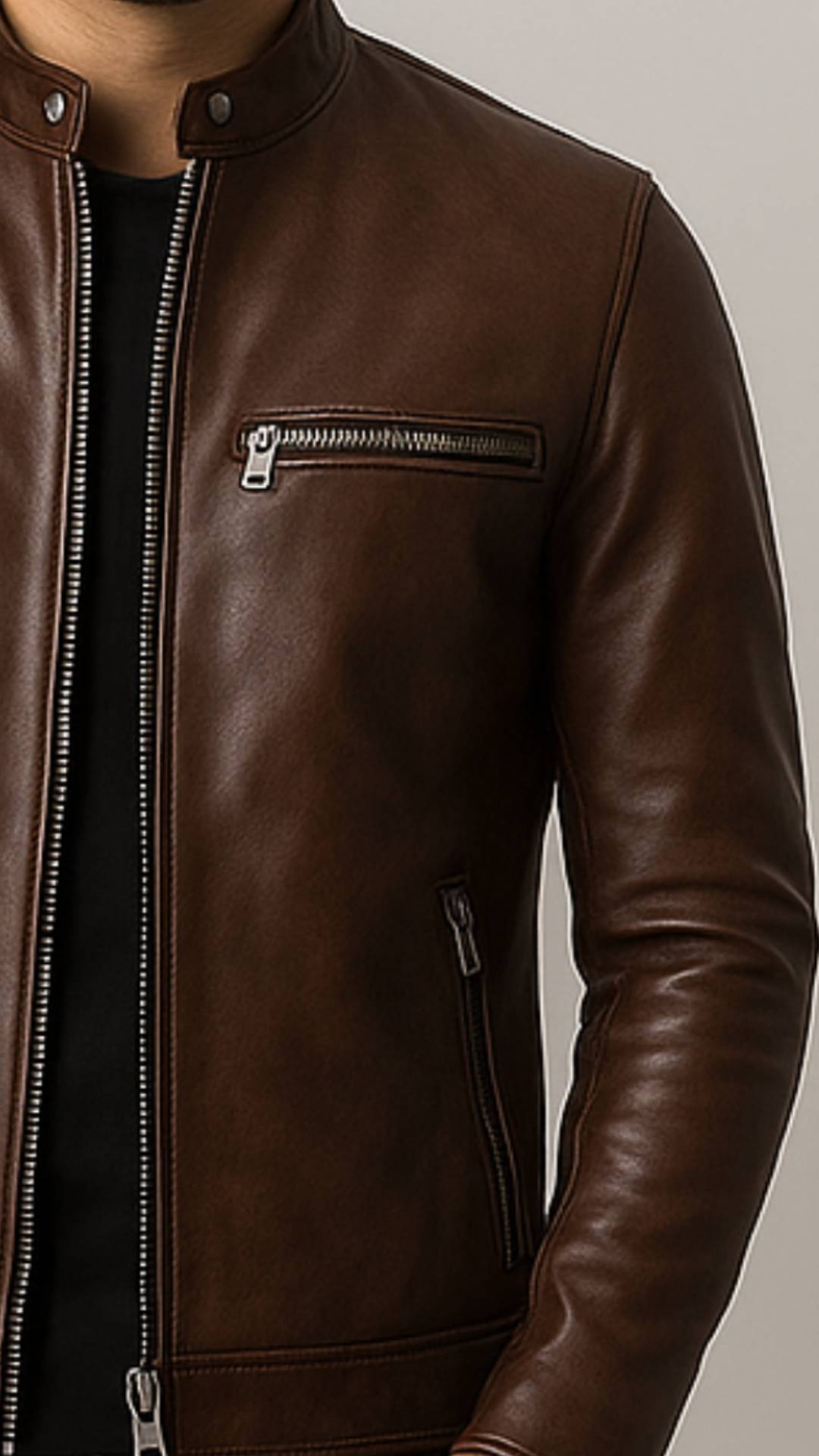 Ronnie Leather Brown Jacket - Men Leather Jacket Brown