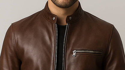 Ronnie Leather Brown Jacket - Men Leather Jacket Brown