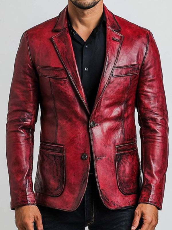 Rory Red Leather Blazer - Leather Blazer for Men Red