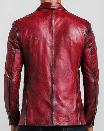 Rory Red Leather Blazer - Leather Blazer for Men Red
