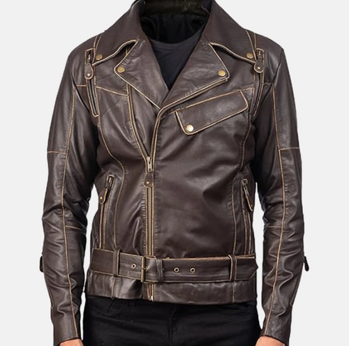 Rowan Mens Leather Biker Jacket