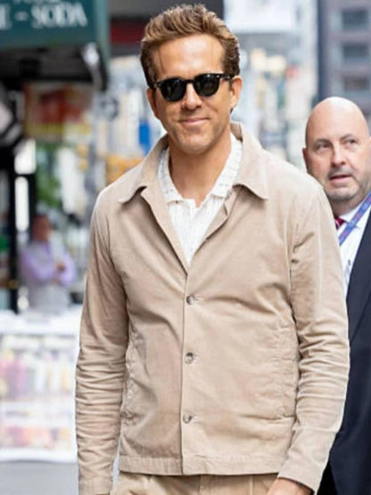 Ryan Reynolds NYC 2025 Beige Jacket