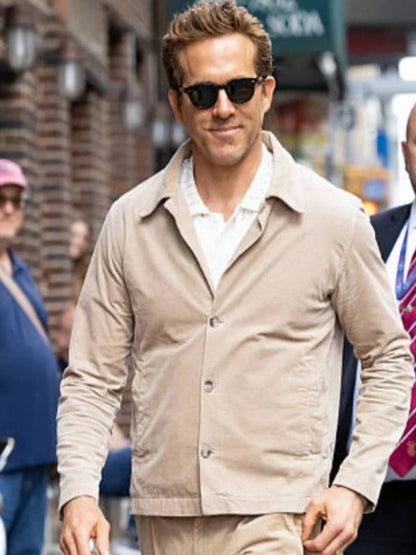 Ryan Reynolds NYC 2025 Beige Jacket