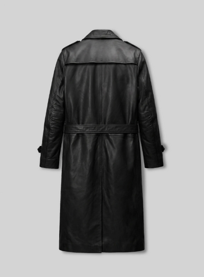Samuel L. Jackson Shaft Leather Long Coat