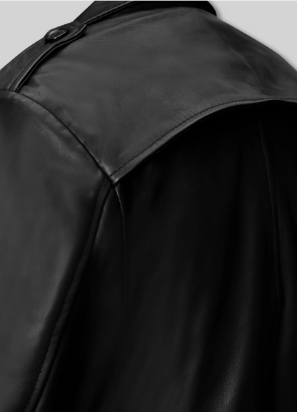 Samuel L. Jackson Shaft Leather Long Coat