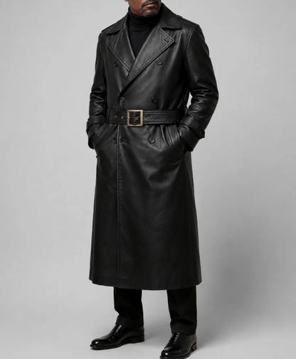 Samuel L. Jackson Shaft Leather Long Coat
