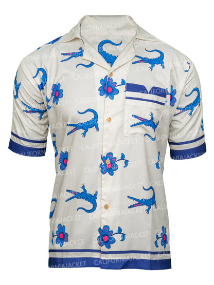 SNL 2025 Blue Crocodile & Floral Print Shirt