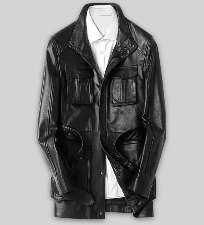 Sheriff Leather Trench Coat