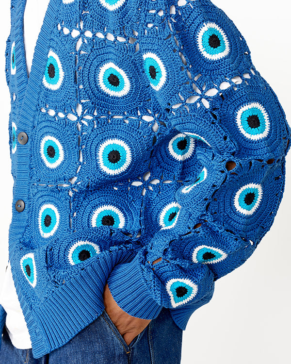 Sherri 2024 Bryan Terrell Clark Evil Eye Crochet Cardigan