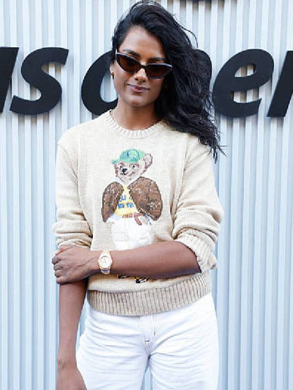 Simone Ashley 2025 US Open Tennis Championships Bear Sweater