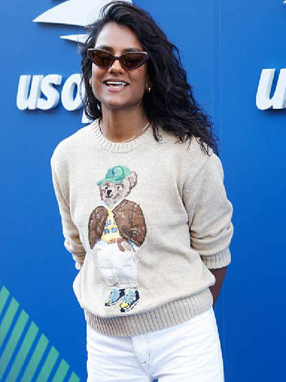 Simone Ashley 2025 US Open Tennis Championships Bear Sweater