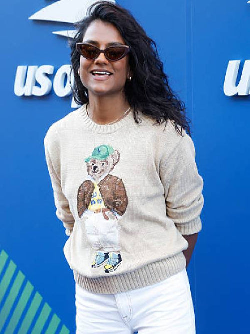 Simone Ashley 2025 US Open Tennis Championships Bear Sweater