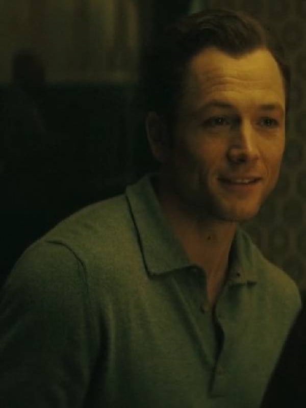 Smoke 2025 Taron Egerton Grey Polo Shirt