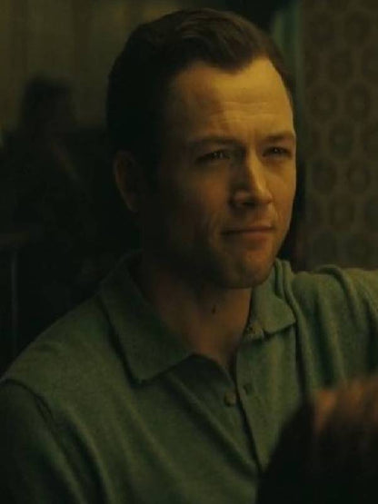 Smoke 2025 Taron Egerton Grey Polo Shirt