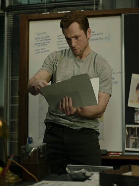 Smoke 2025 Taron Egerton Grey Shirt