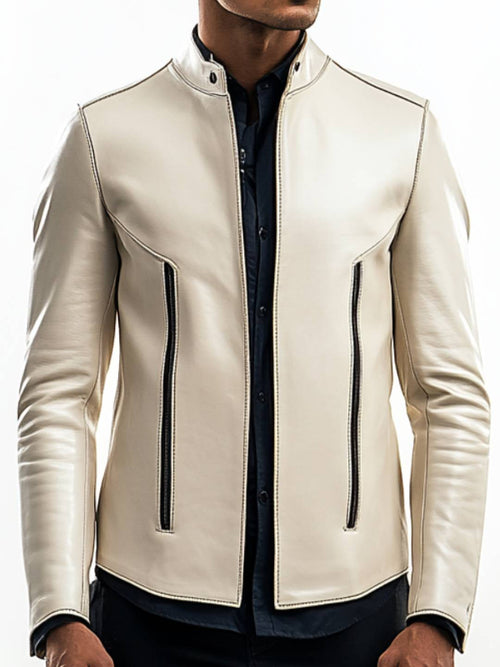 Sonny white Leather Jacket - Men Leather Jacket white