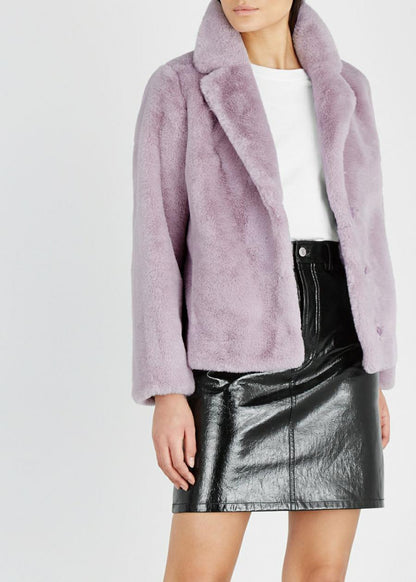 Women’s Stand Lavender Purple Fur Jacket