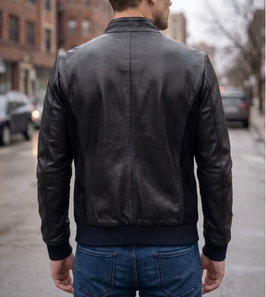 Stephen Black Men Real Leather Jacket