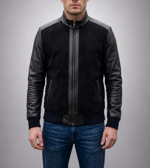 Stephen Black Men Real Leather Jacket