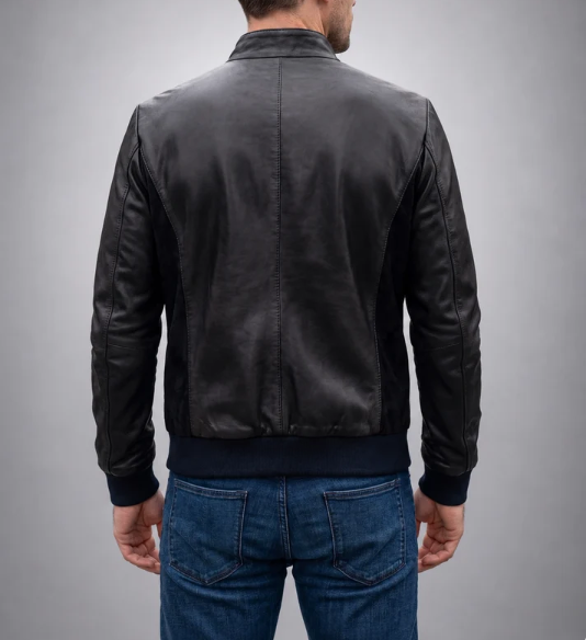 Stephen Black Men Real Leather Jacket